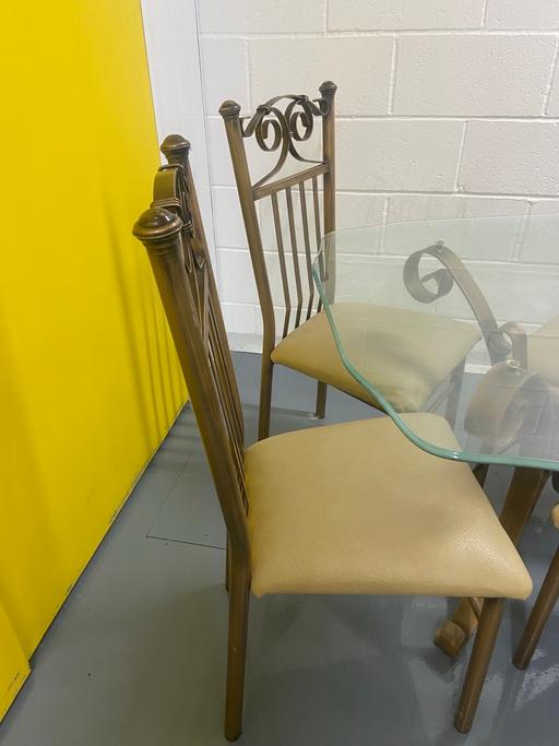 Buy & Sell Acocks Green Birmingham - Photos for Glass table and 4 chair leather wrought iron