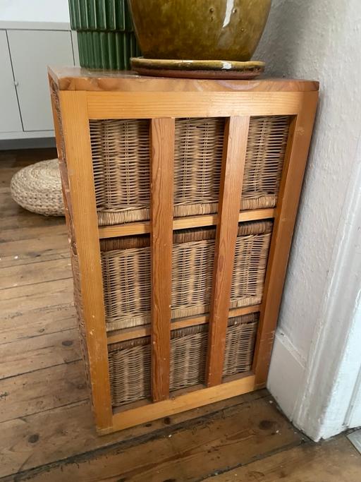 Buy & Sell - Photos for Wooden Storage Unit with Wicker Drawers