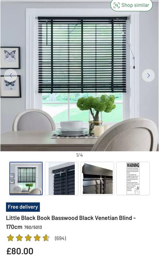 Buy & Sell Heckmondwike Kirklees - Photos for 2 x black wooden blinds 170cm wide