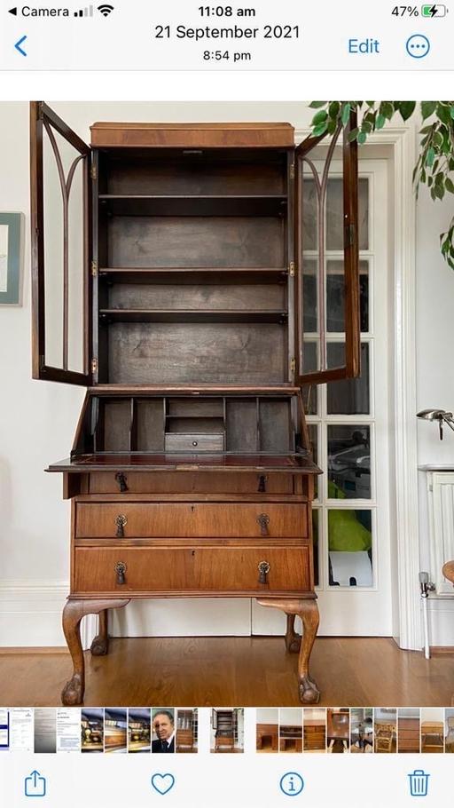 Buy & Sell Maida Vale West London - Photos for Queen Anne style walnut bureau bookcase