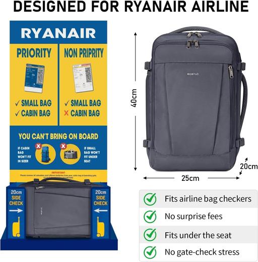 Buy & Sell Kimberworth Rotherham - Photos for Grey 20L Max Ryanair Cabin Bag 40x20x25