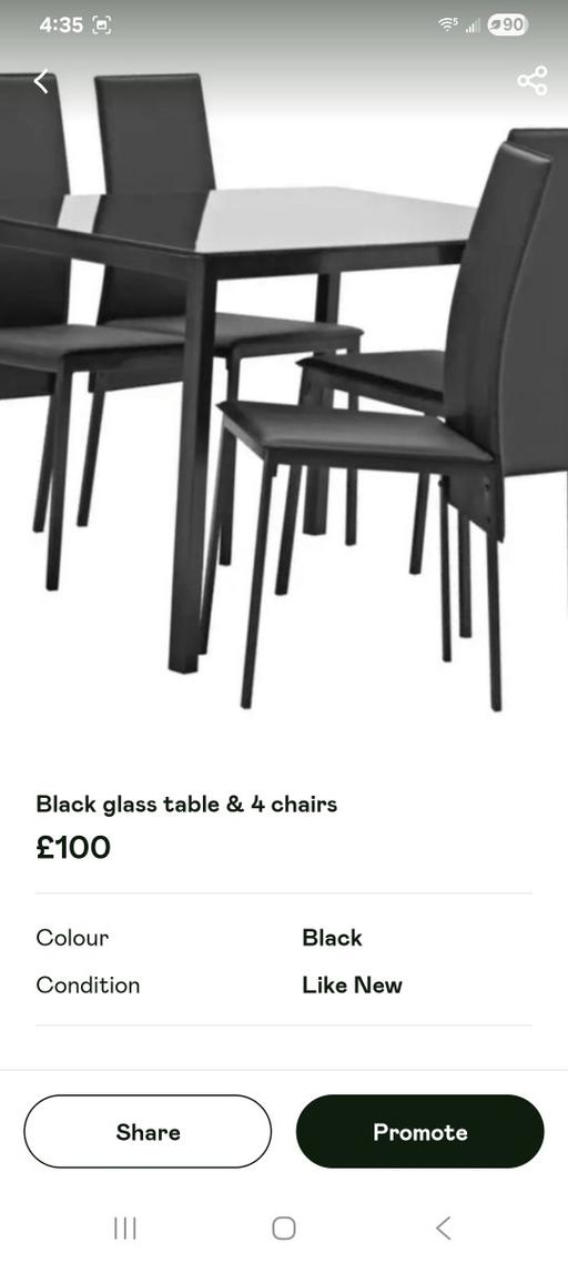Buy & Sell Carshalton Sutton - Photos for Black glass table with 4 chairs