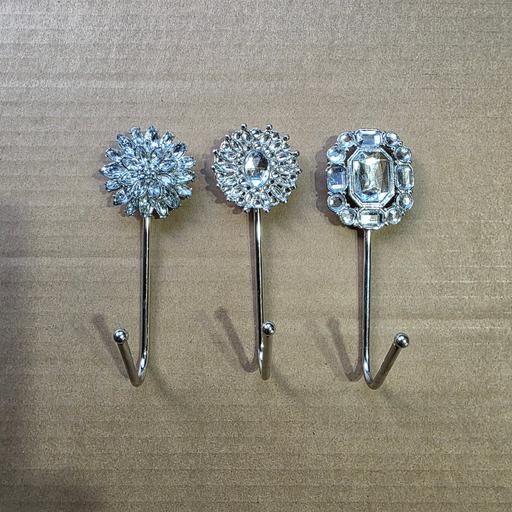 Buy & Sell Stourbridge Dudley - Photos for Set of 3 Crystal Effect Wall Hooks Silver