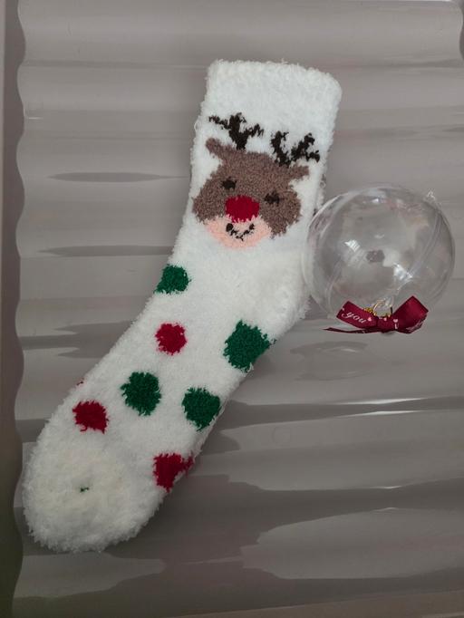 Buy & Sell Blackpool Town Centre Blackpool - Photos for Fluffy reindeer socks in plastic bauble NEW