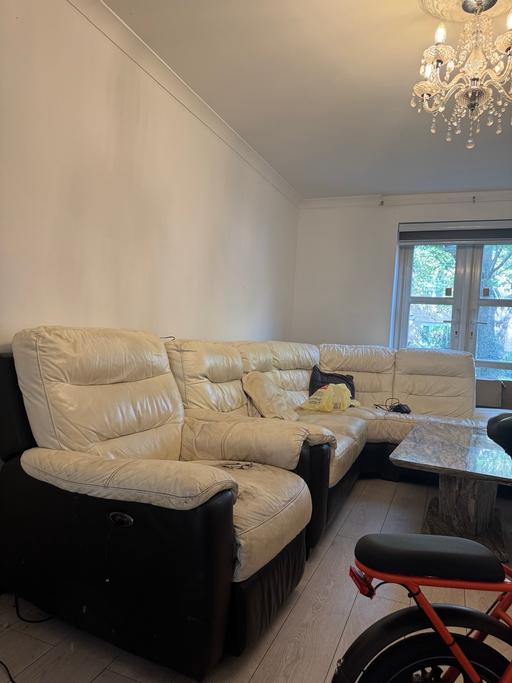 Buy & Sell Tufnell Park North London - Photos for DFS Leather Corner Sofa – Cream & Black