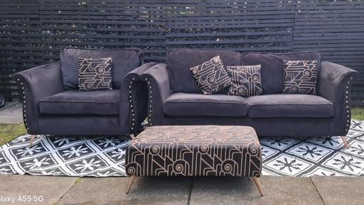 Buy & Sell Wednesfield Wolverhampton - Photos for SCS Black Plush Velvet Sofas ..3&1