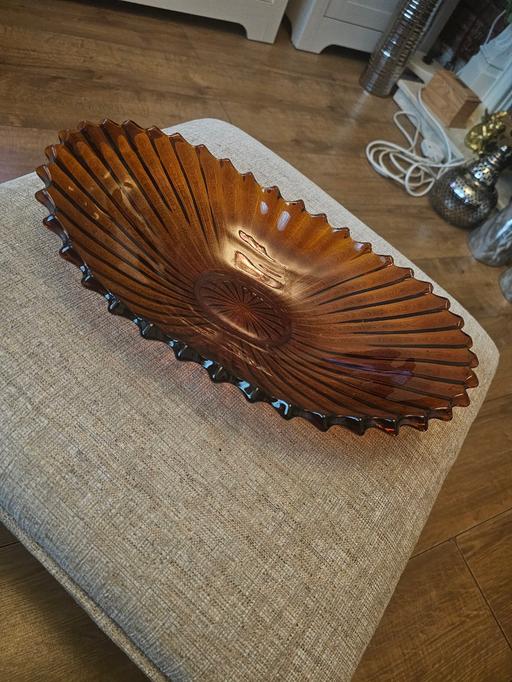 Buy & Sell Holly Hall Dudley - Photos for AMBER GLASS ART DECO OVAL FRUIT BOWL