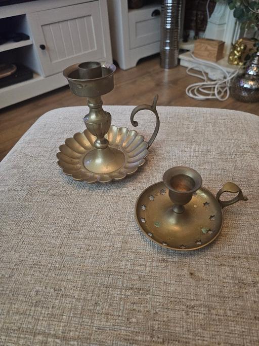 Buy & Sell Holly Hall Dudley - Photos for VINTAGE BRASS CHAMBER STICKS X 2