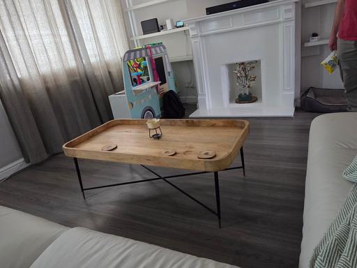 Buy & Sell Chorlton Cheshire East - Photos for solid natural wood black legs coffee table.