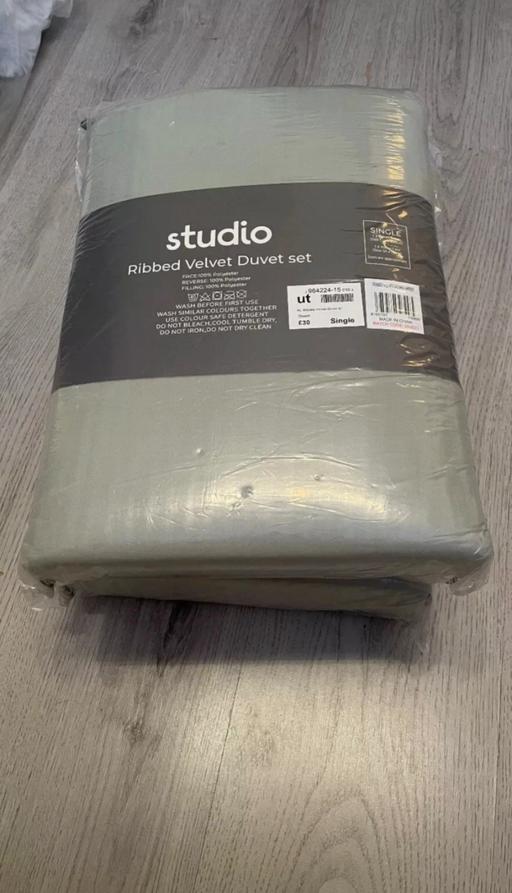 Buy & Sell Mickleover Derby - Photos for Green Velvet Ribbed Single Duvet & Pillowcase