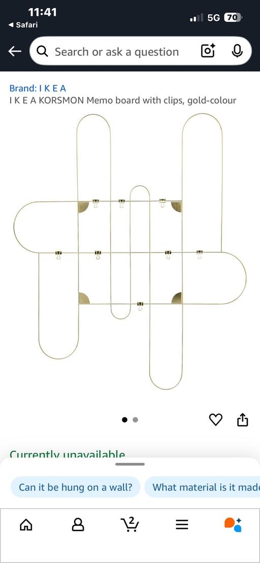 Buy & Sell Marlbrook Bromsgrove - Photos for IKEA memo board gold - NEW in packaging