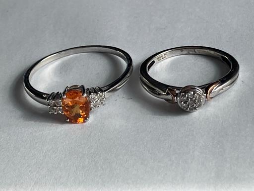 Buy & Sell Yeovil Somerset - Photos for 2x9ct white gold diamond orange &quartz ring