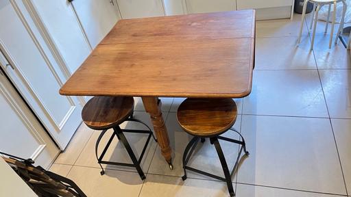 Buy & Sell Castelnau South West London - Photos for Vintage wooden bird-wing Table + 2 stools