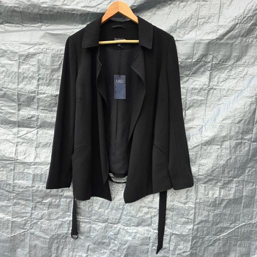 Buy & Sell Amblecote Dudley - Photos for M&S Black Belted Jacket Blazer Coat UK 18