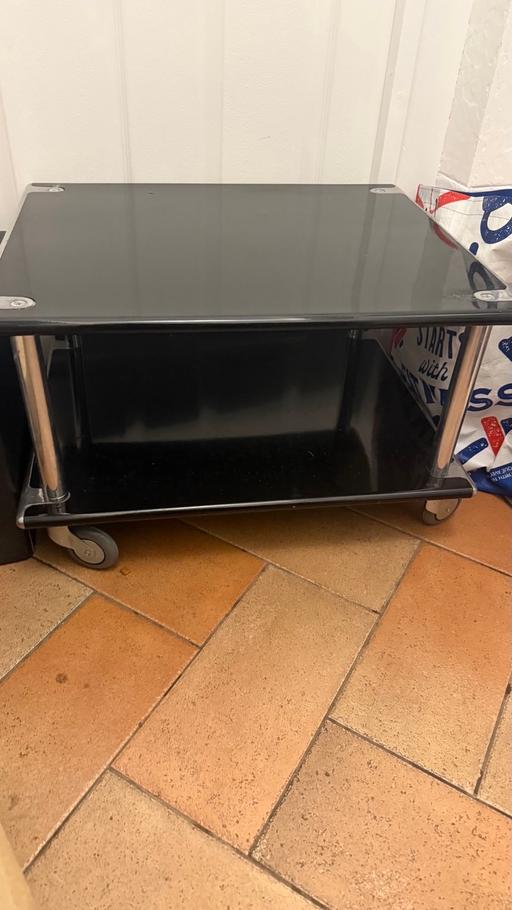 Buy & Sell Harrow on the Hill North West London - Photos for Black Glass & Chrome TV Media Stand on Wheels