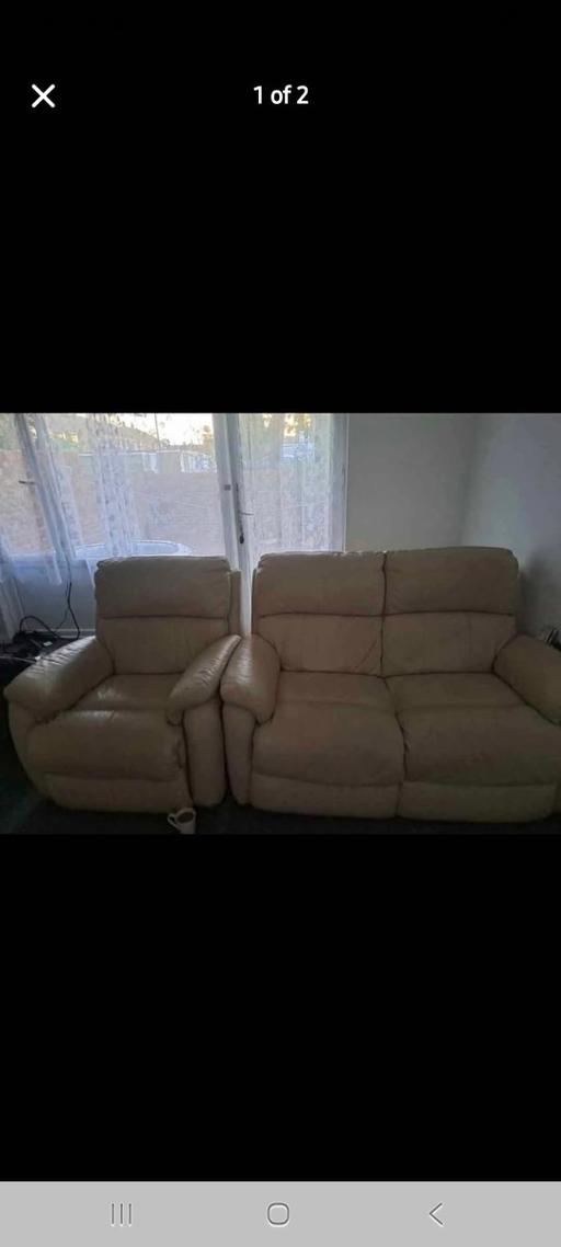 Buy & Sell Fareham Hampshire - Photos for leather sofa set cream