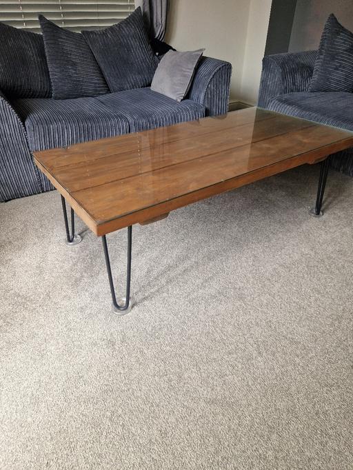 Buy & Sell Ketley Telford and Wrekin - Photos for wooden coffee table with glass top