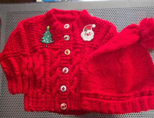 Buy & Sell Birmingham Solihull - Photos for Baby Christmas Girl 18 Cardigan Santa Hat Red