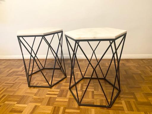 Buy & Sell Shortlands Bromley - Photos for 2 hexagonal marble top side tables,