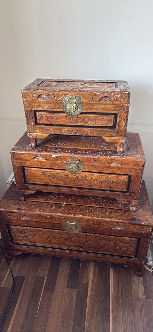Buy & Sell Muswell Hill North London - Photos for Handcrafted antique trunks set of 3