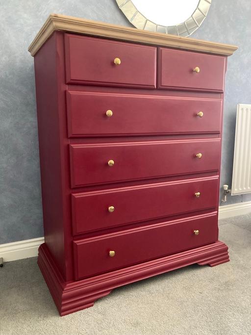 Buy & Sell Stone Cross Wealden - Photos for Refinished Pine/Burgundy Chest Of Drawers