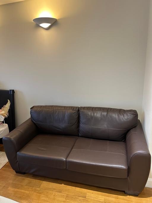 Buy & Sell South Woodford East London - Photos for Brown leather sofa 2-seater