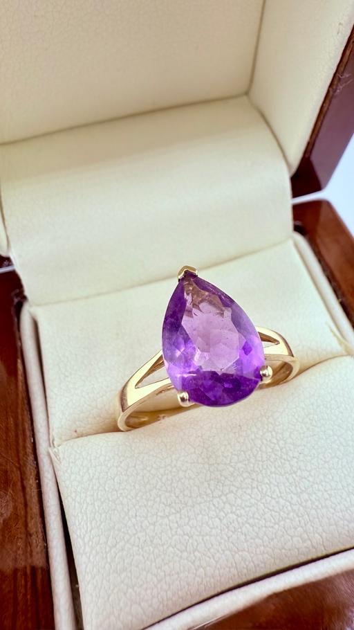 Buy & Sell Harrow on the Hill North West London - Photos for Vintage 9ct Gold Pear-Cut Amethyst Ring