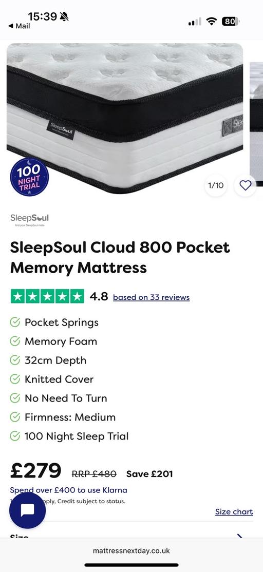 Buy & Sell Custom House East London - Photos for SleepSoul Double Mattress Memory Foam