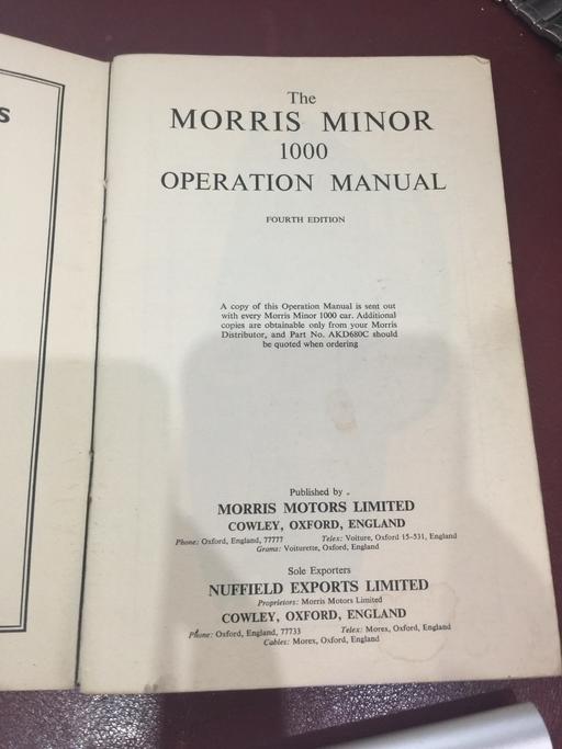 Buy & Sell Woodlands South West London - Photos for Morris Minor 1000 Operation Manual