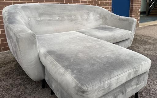 Buy & Sell Sunnyside Rotherham - Photos for Compact Grey Plush Lounger Sofa + 2 Seater