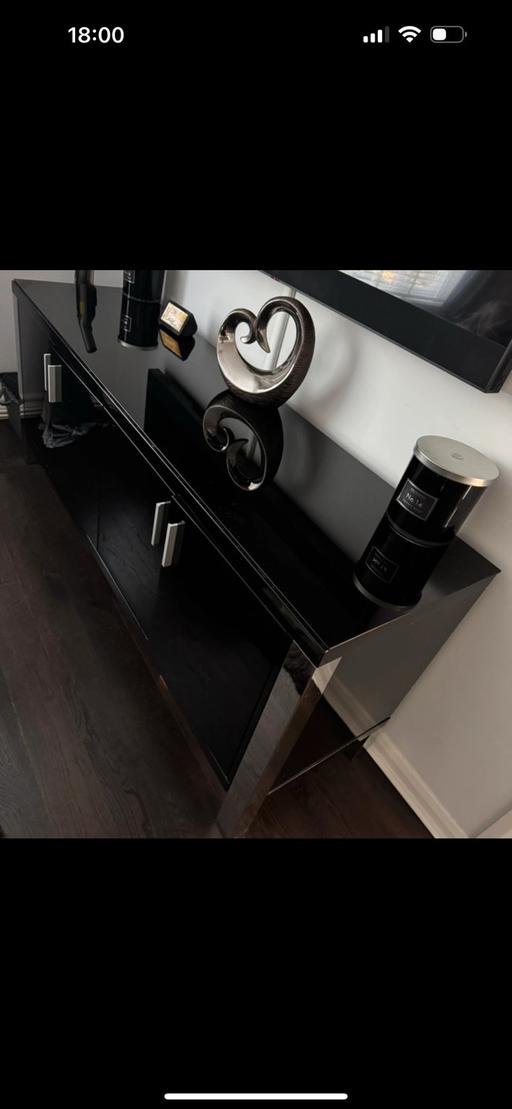 Buy & Sell Hedgerley Buckinghamshire - Photos for Black Glass side board with chrome legs 