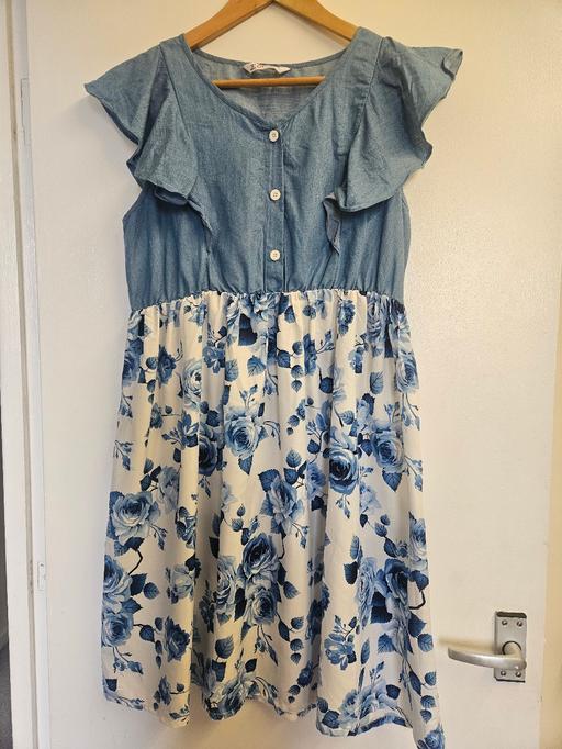 Buy & Sell Pimlico Central London - Photos for Blue Floral Summer Dress with Denim Bodice