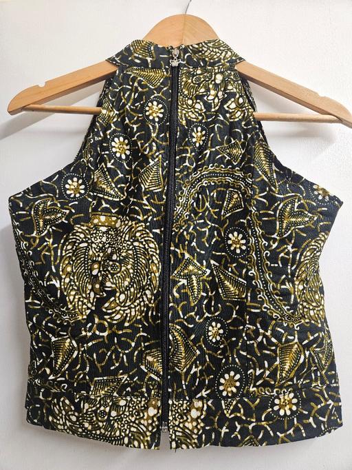 Buy & Sell Pimlico Central London - Photos for African Print Halter Crop Top – Black & Gold