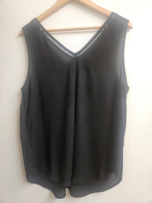Buy & Sell Bermondsey South East London - Photos for Black Sleeveless V-Neck Blouse with Cut-Out