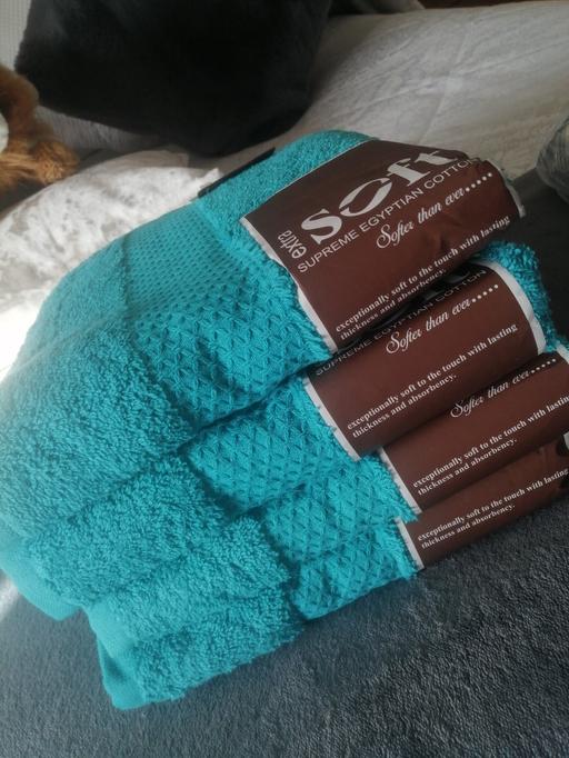 Buy & Sell Heath Town Wolverhampton - Photos for four new teal Egyptian cotton hand towels