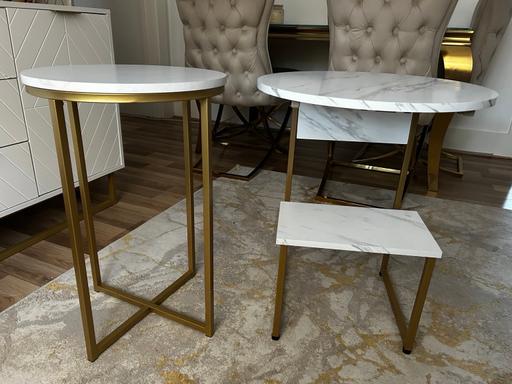 Buy & Sell Norwood Green West London - Photos for Faux Marble Gold + White Side Tables