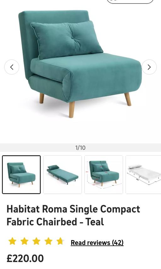 Buy & Sell Rush Green Barking and Dagenham - Photos for Teal Habitat Roma Single Chairbed / Sofabed