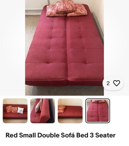 Buy & Sell Chesterfield Derbyshire - Photos for Red Small Double Sofá Bed 3 Seater