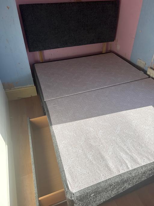 Buy & Sell Thatto Heath Saint Helens - Photos for Grey double bed with two storage drawers