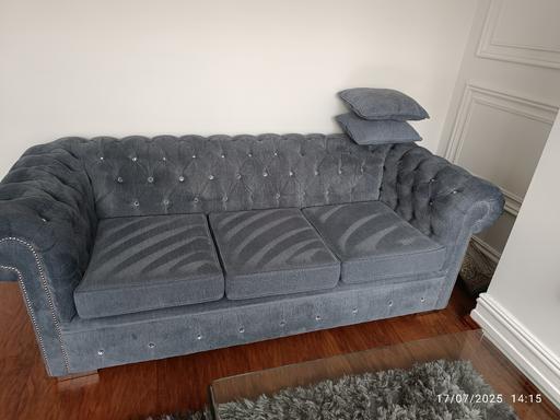 Buy & Sell Farnworth Bolton - Photos for Chesterfield 3 +2 seater sofas Silver Grey