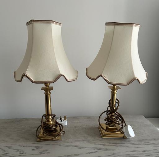 Buy & Sell Stoke Heath Bromsgrove - Photos for Pair of Bedside Lamps, Brass, Cream Shades!