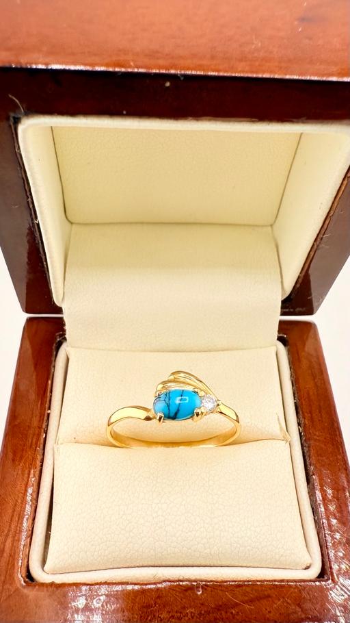Buy & Sell Harrow on the Hill North West London - Photos for Turquoise & Diamond Swirl 9ct Gold Ring