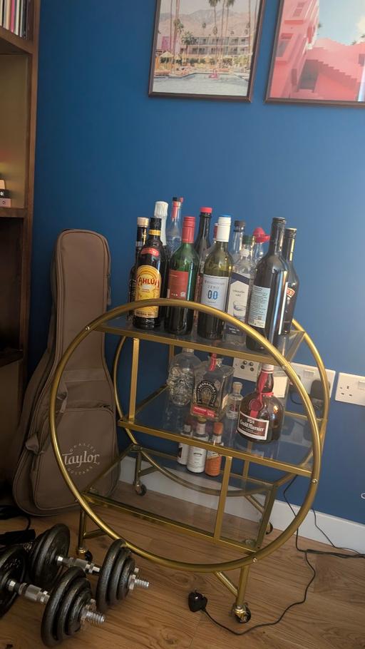 Buy & Sell Bedford Park West London - Photos for Gold Bar Trolley With Glass Shelves