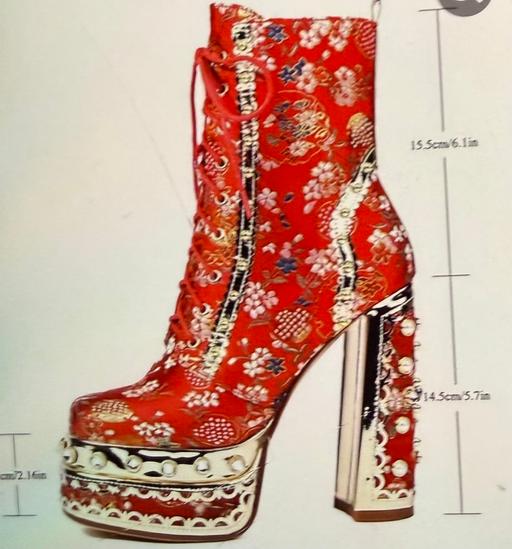 Buy & Sell Denmark Hill South East London - Photos for Women’s Floral Embroidered Fabric Chunky Heel