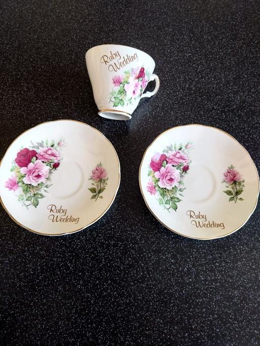 Buy & Sell Loughborough Charnwood - Photos for Ruby wedding bone china saucers and cup