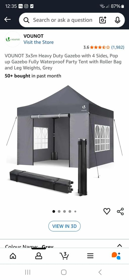 Buy & Sell Edgbaston Birmingham - Photos for VOUNOT 3x3m Heavy Duty Gazebo with 4 Sides