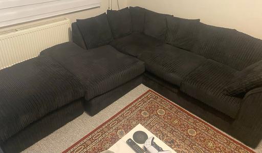 Buy & Sell Forestdale South East London - Photos for Black L sofa, Pouffe. Pet free, smoke free