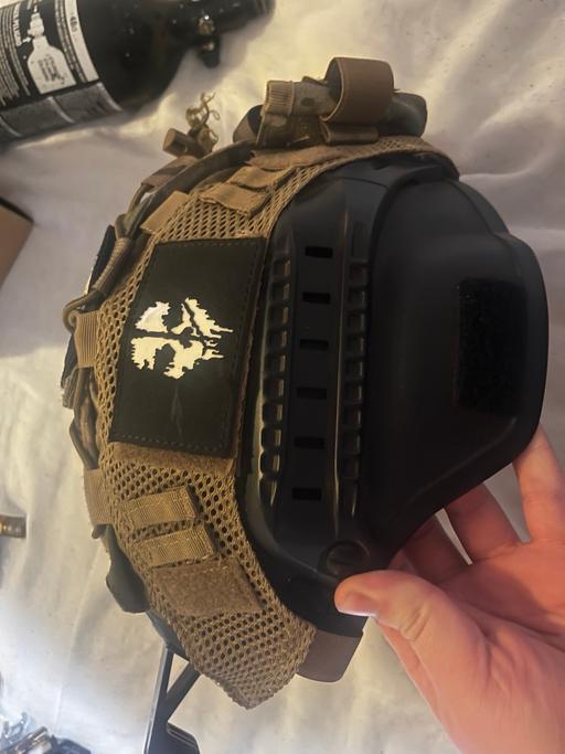 Buy & Sell Harlow Town Centre Harlow - Photos for Black and camo Airsoft helmet with patches