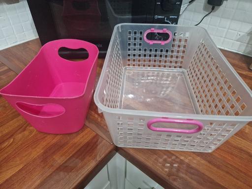 Buy & Sell Hall Green Birmingham - Photos for set of 2 pink/clear plastic storage baskets