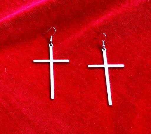 Buy & Sell Haydock Saint Saint Helens - Photos for Large Silver Slim Cross Dangle Earrings